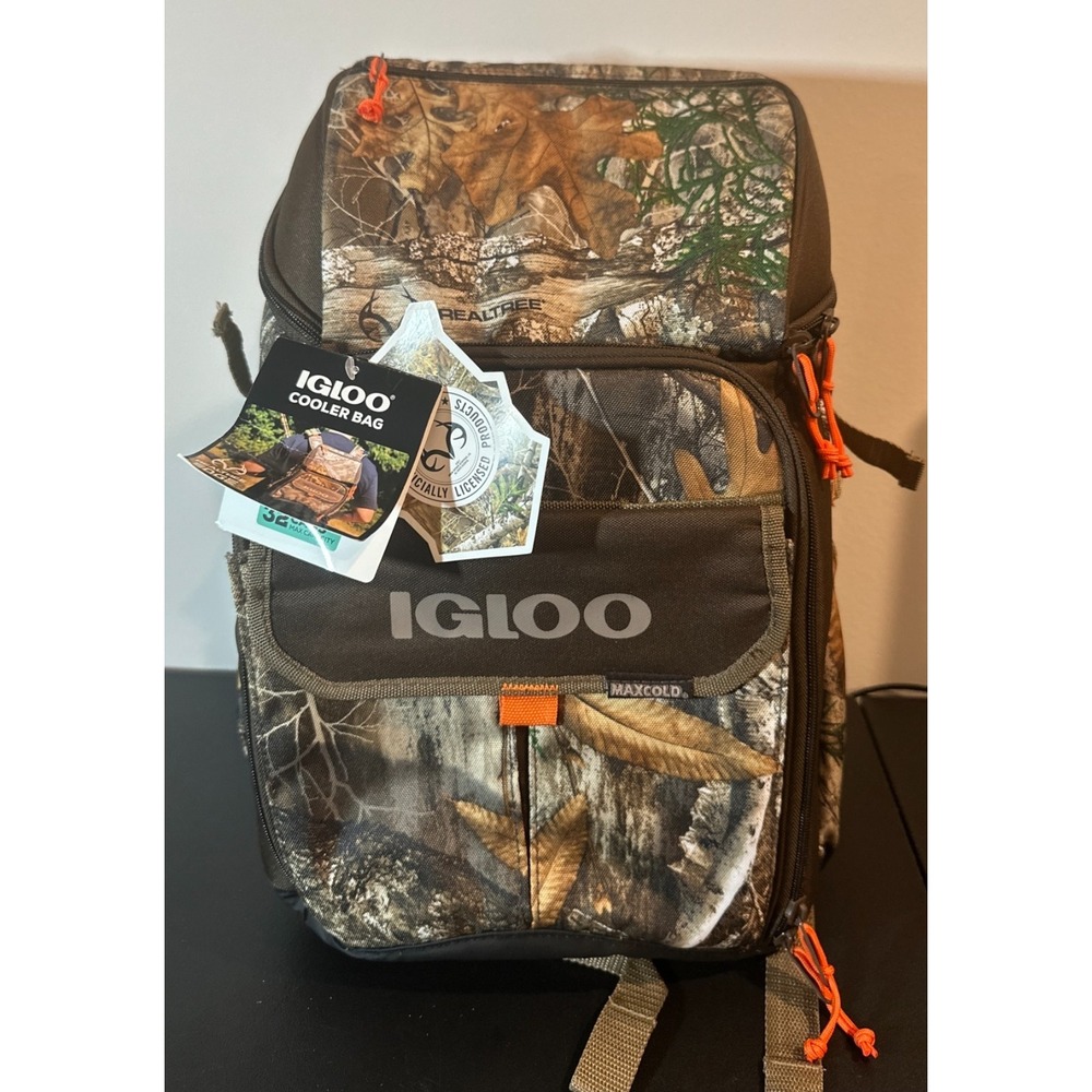 Igloo MaxCold Realtree Edge Camo Backpack Cooler Bag 32‎ Can Capacity New